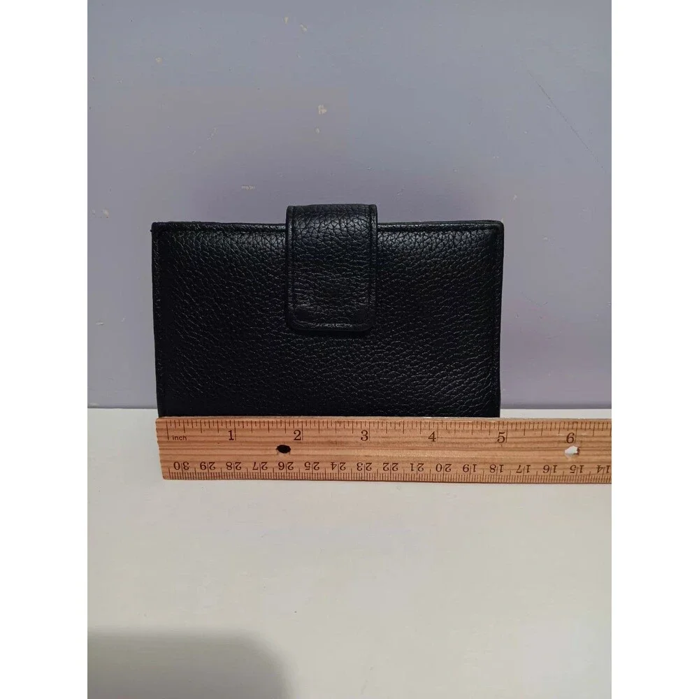 Wallet Bi-fold Black Genuine Leather Tab Snap Closure 5